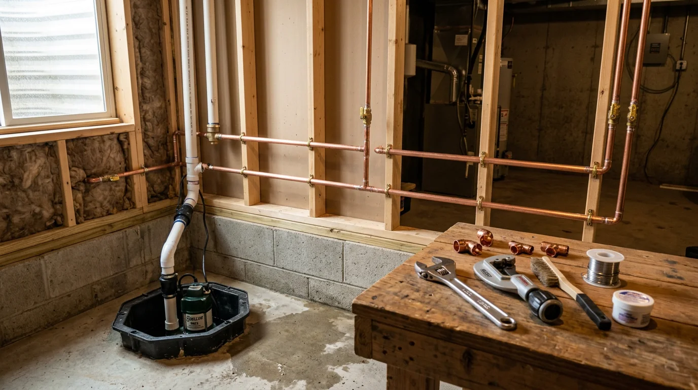 Plumber installing new plumbing fixture