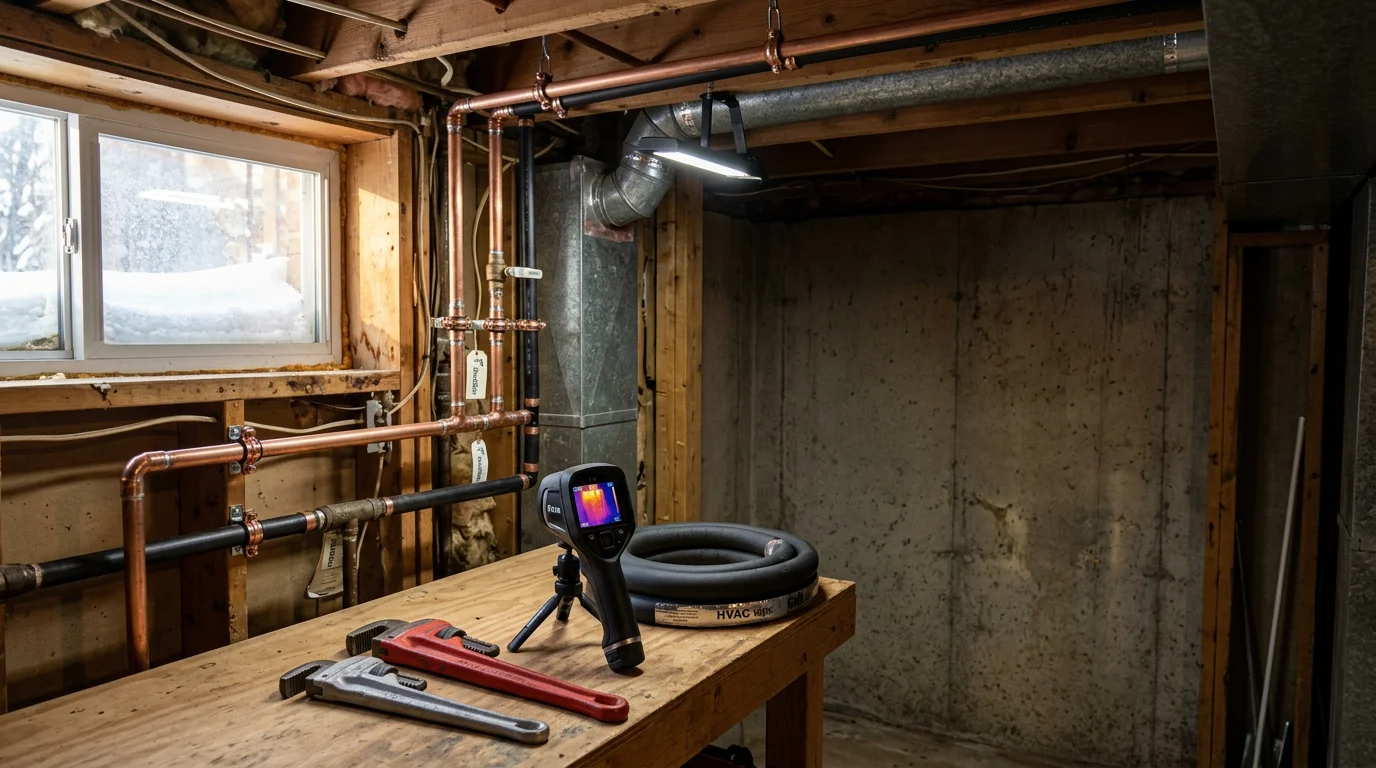 Plumber repairing frozen pipe
