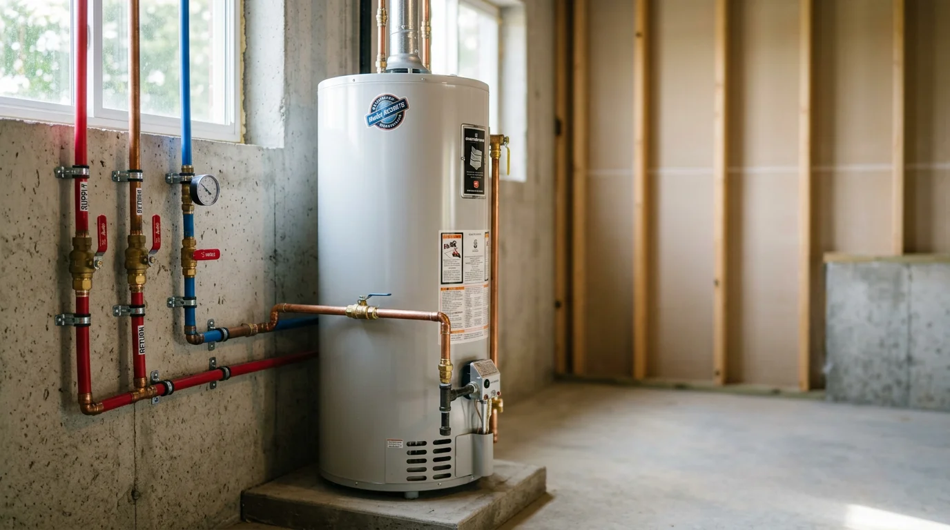 Plumber working on residential plumbing system